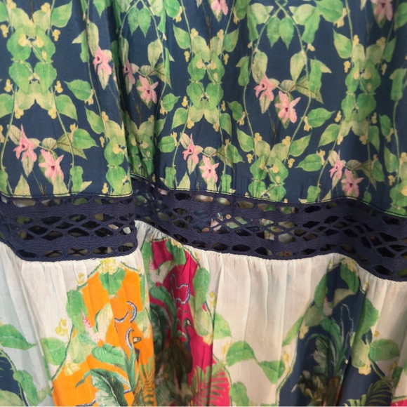 Anthropologie Floral Maxi Shirt Dress | Size M | Tropical Garden Print - Picture 8 of 8